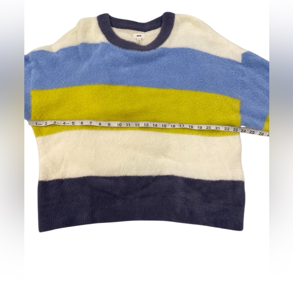 Aerie Women’s Flurry Crew Neck Sweater Oversized Small Blue, Green, and White - Picture 6 of 8